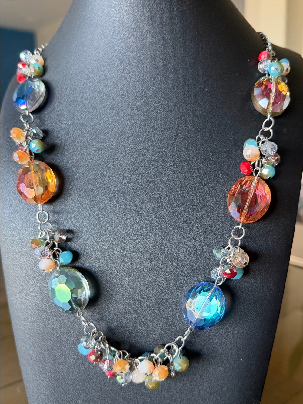 Multi colored glass beaded necklace